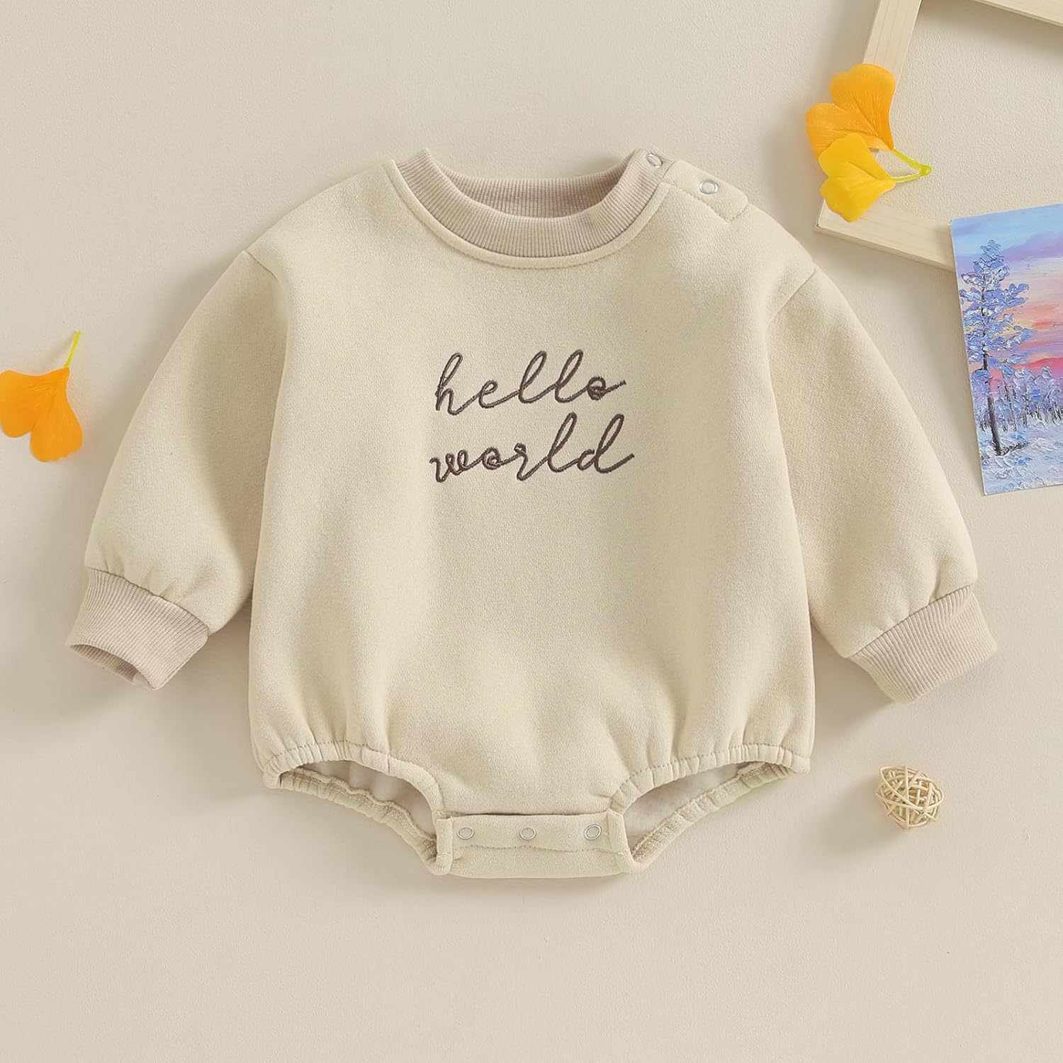 VISGOGO Newborn Infant Baby Boy Oversized Romper Sweater Bodysuits Coming Home Outfit Neutral Clothes