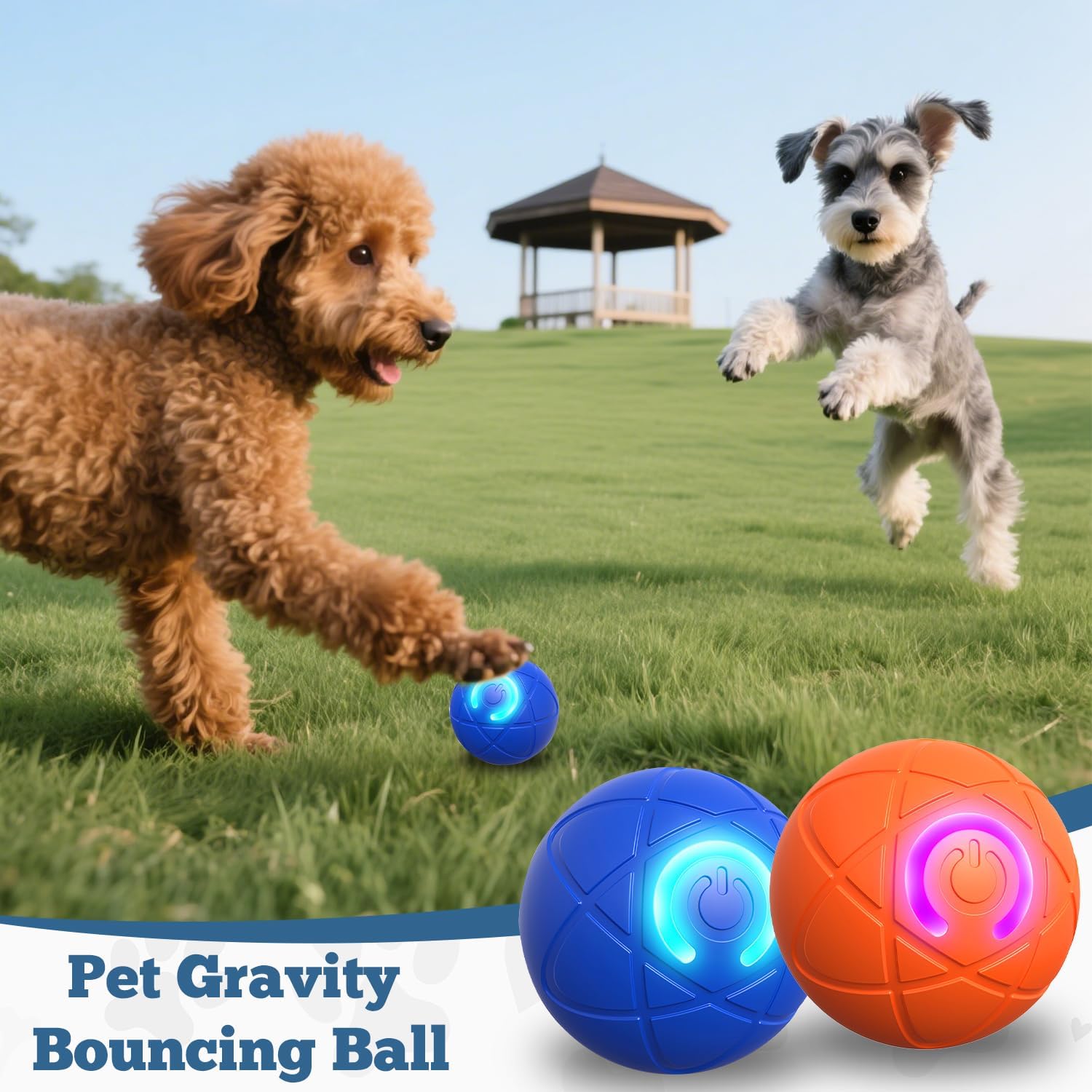 2 PCS Interactive Dog Ball, [2026 Newly Upgraded] Automatic Moving & Bouncing Dog Toy to Keep Them Busy,Pet Vibrating Ball for Dogs/Cats, Durable Pet Balls for Small&Medium Dogs(Blue & Orange)