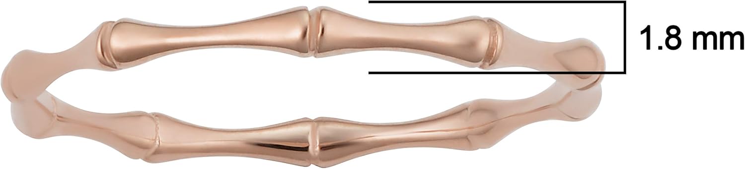 KoolJewelry Women's 14k Yellow White or Rose Gold 1.8 mm Bamboo Ring Minimalist Jewelry, size 4-8