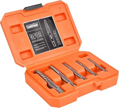 Luckyway 5-Piece Damaged Screw Extractor Set Damaged & Stripped Screw Extractor Remover Tool, Easy Out Bolt Extractor Set for Removing Stripped Screws and Broken Bolts