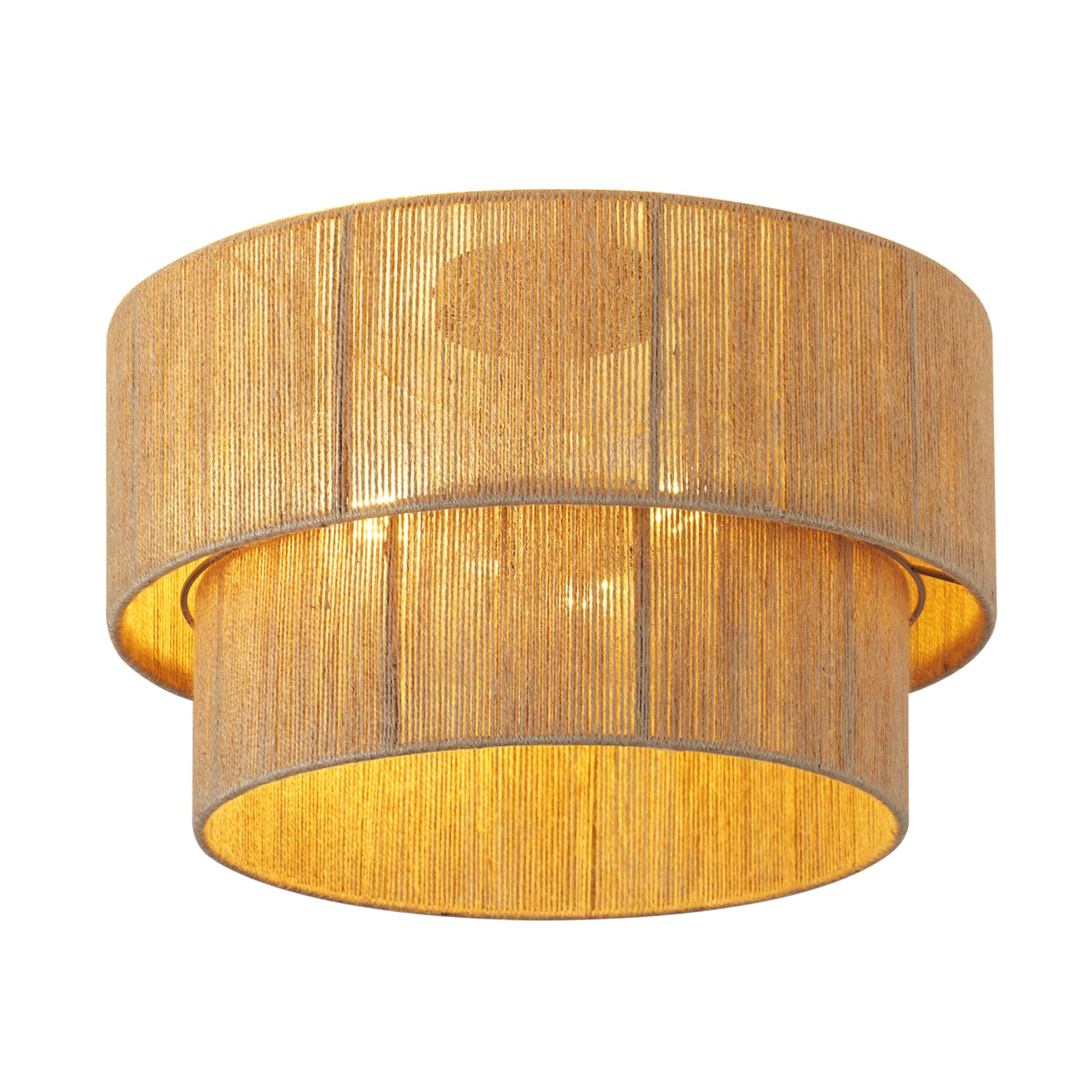 CALOKES Boho Deckenleuchte aus Juteseil Ø45cm – 3-flammige Rattan Deckenlampe mit Korb-Look für Wohnzimmer Schlafzimmer Esszimmer Flur – Deckenlampe E27 (ohne Leuchtmittel)