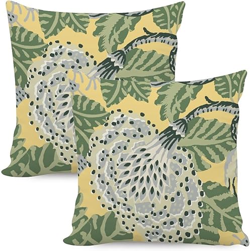 Miniatura 8 de Juego de 2 fundas de cojín con diseño floral de peonía roja y coral, diseño cuadrado de flores chinoiserie, almohada decorativa de doble cara para