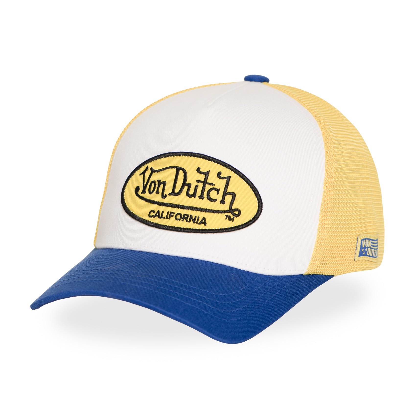 Von Dutch Classic Baseball Cap, Breathable Mesh, White and Blue, California Design, Adjustable
