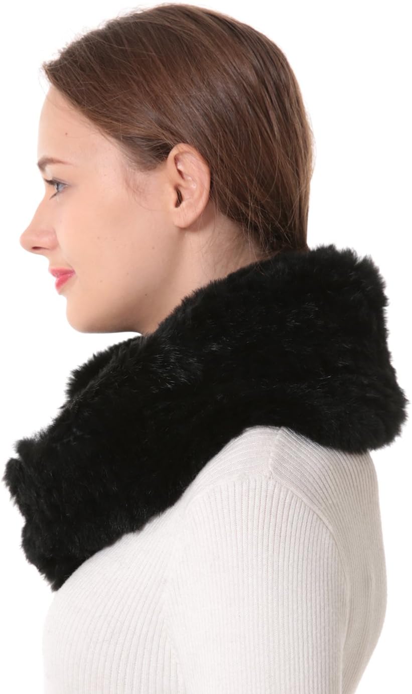 Women's Rex Rabbit Fur Stretchy Infinity Scarf