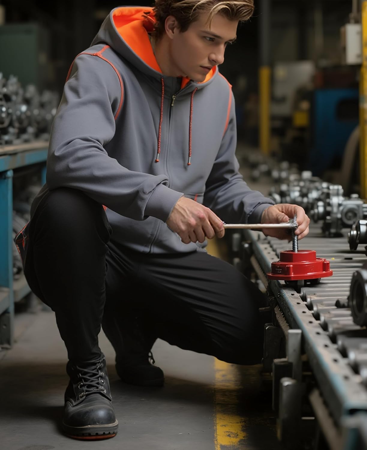 BOCOMAL FR Hoodies Zipper Front for Summer 7.5oz Lightweight Cotton Flame Resistant Sweatshirt（Non Fleece）