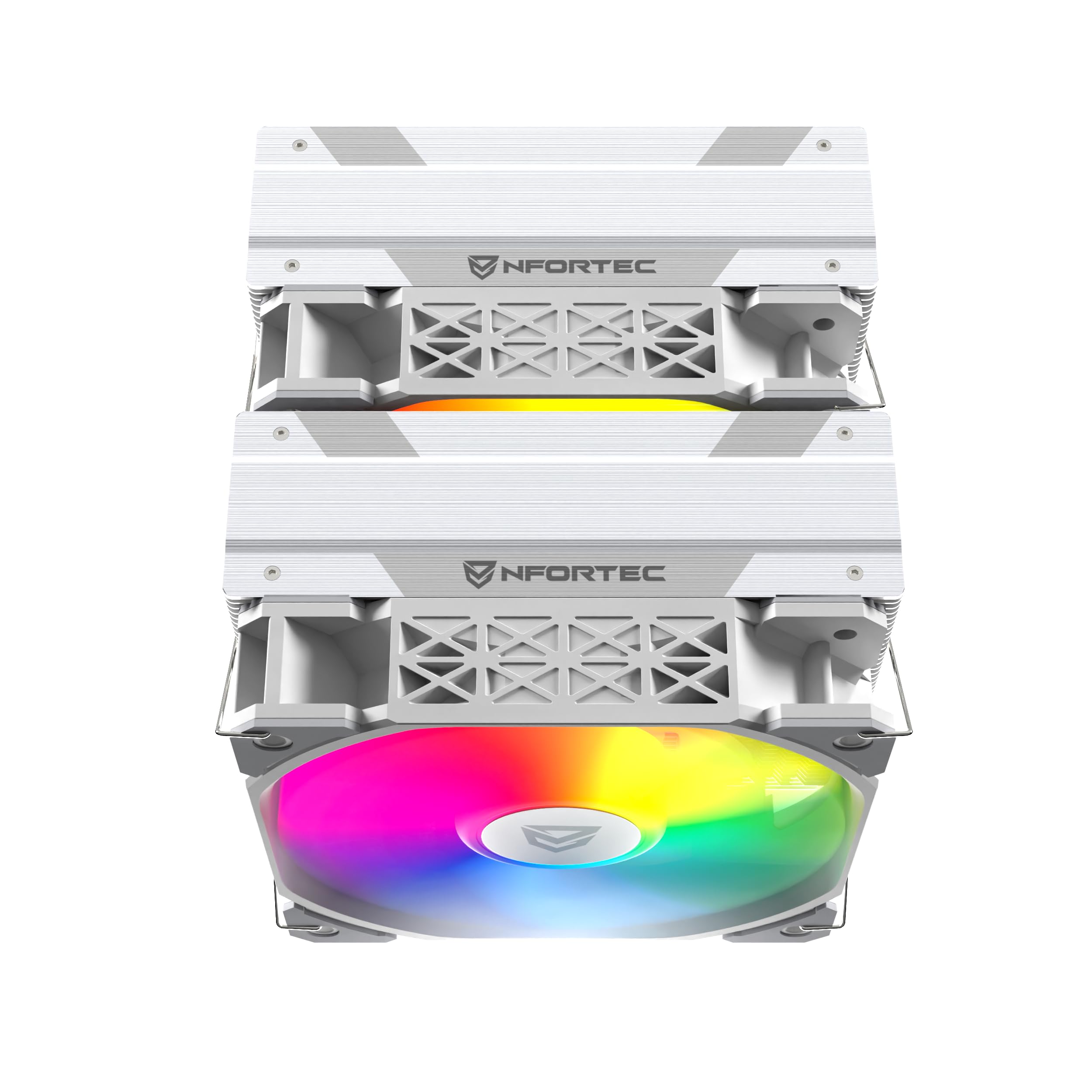 Nfortec Sculptor X2 disipador CPU ARGB 240W TDP doble ventilador 120mm Intel AMD blanco