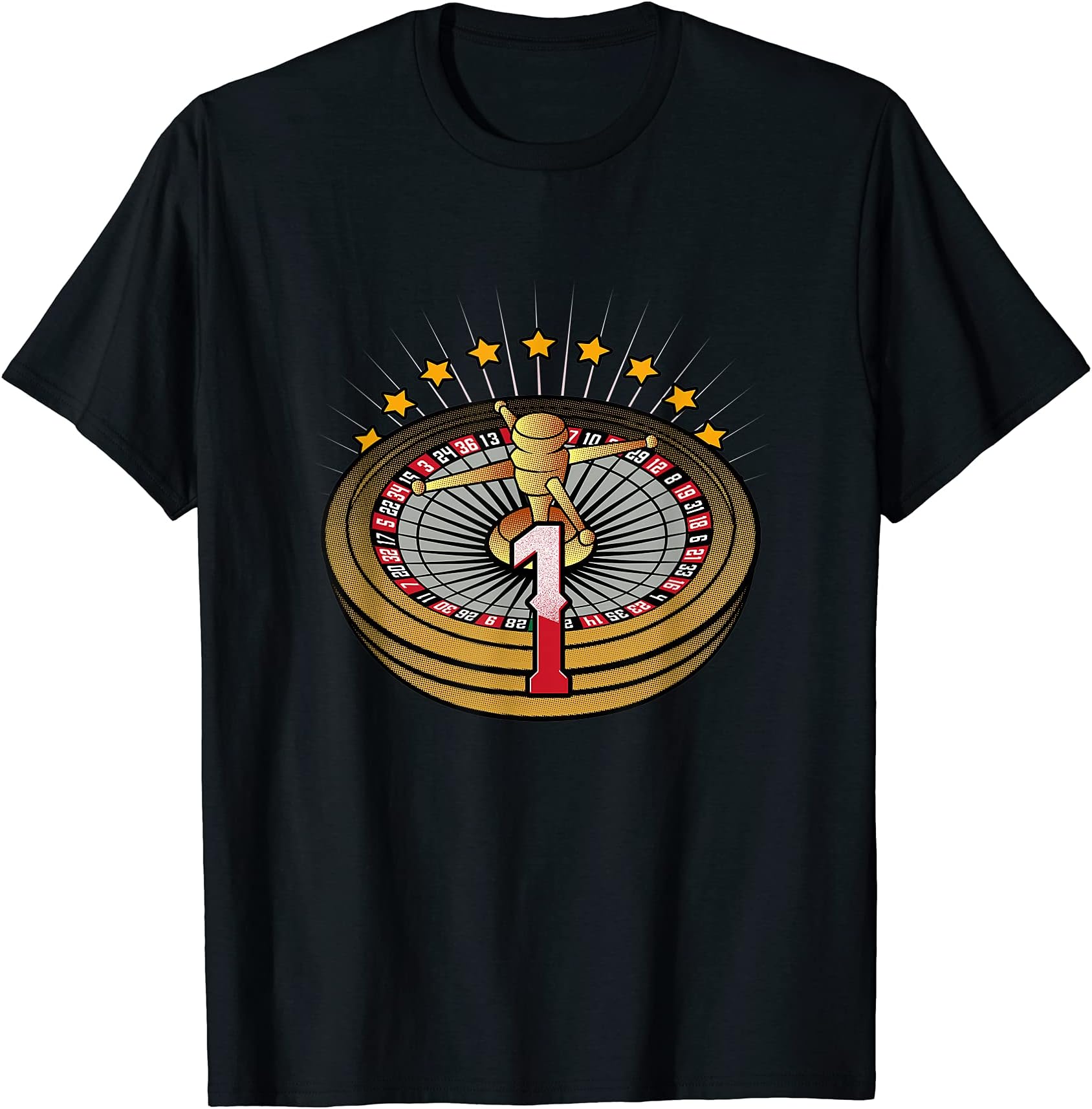 Roulette Wheel T-Shirts and Lucky NumbersLucky Number 1 T-Shirts Roulette Wheel Gambling Vegas Style