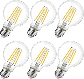 LVWIT Bombillas LED de Globo E27 Edison Decorativa (Casquillo Gordo) - 6.5W equivalente a 60W, 806 Lúmenes, Color Blanco Cálido 2700K. Bombilla Retro Vintage - Pack de 6.
