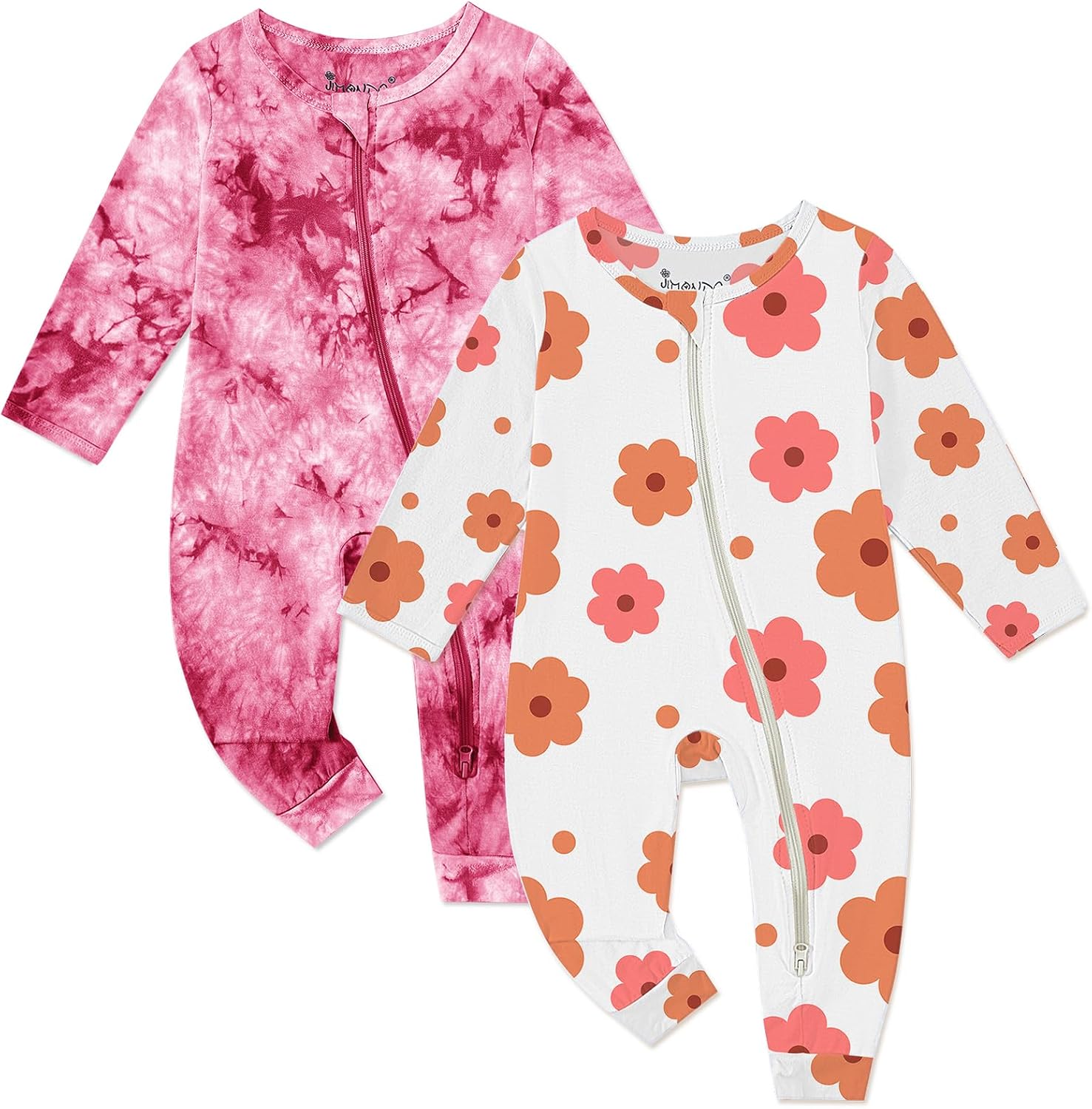 Baby Girls Boys Footless Romper 2 Way Zipper Soft Rayon Outfits, Outdoor Tie-dye Long Sleeve Clothes Jumpsuit