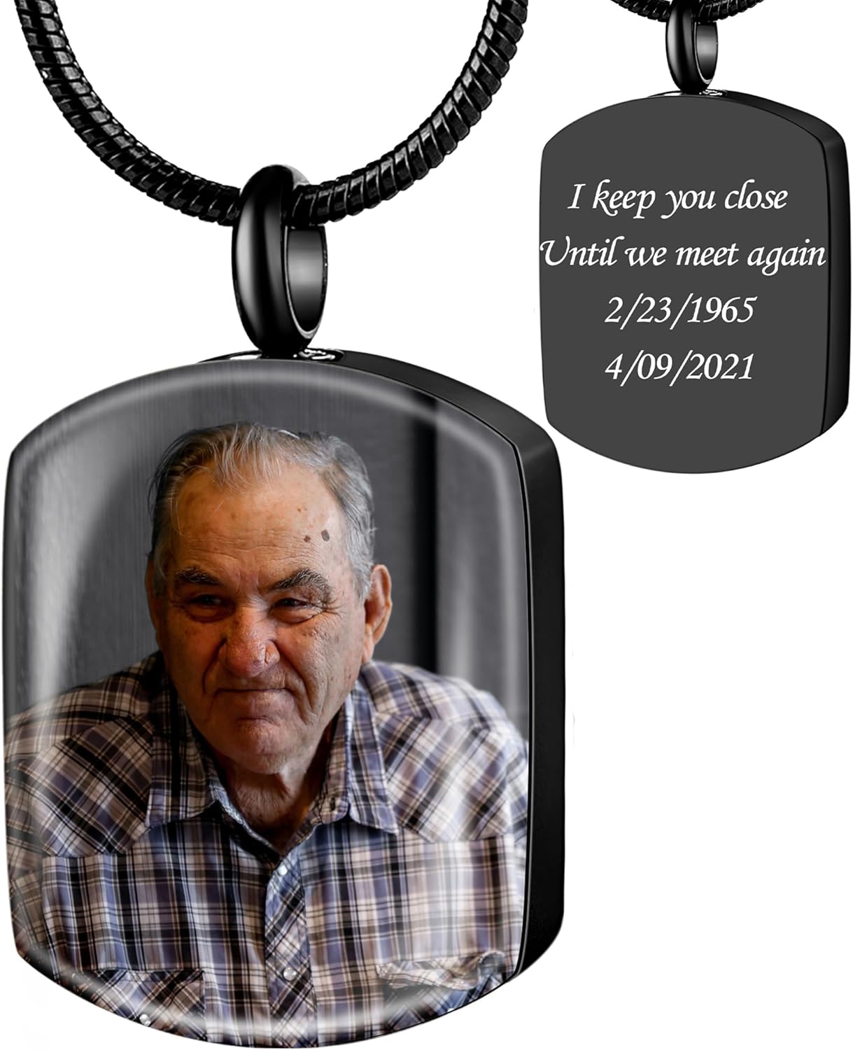 Bivei Personalized Urn Necklace for Ashes, Custom Photo Ashes Necklace for Human Pet, Memorial Keepsake Cremation Jewelry Gifts for Women Men