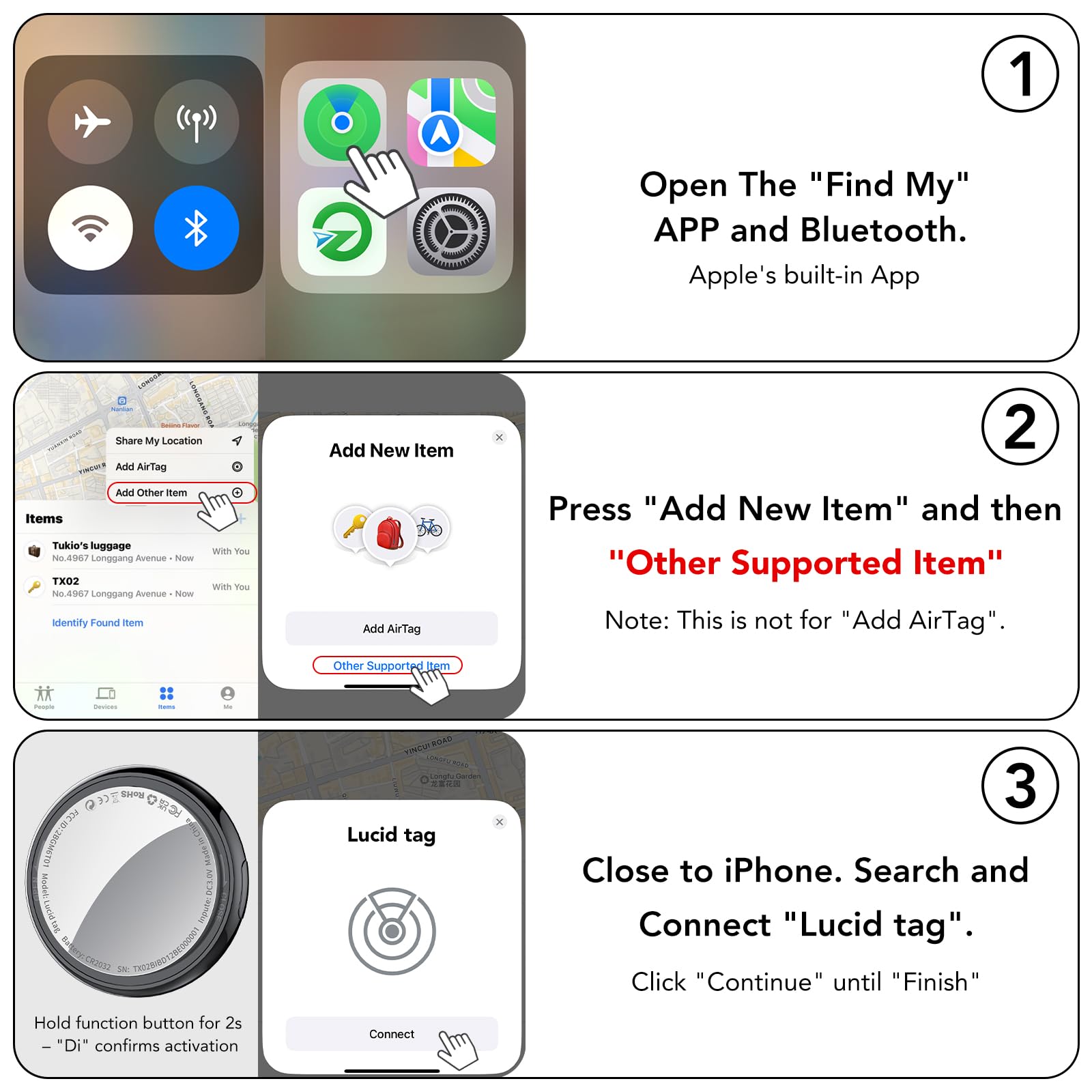 Smart Air Tracker Tags 4 Pack, Bluetooth Localizador de Llaves Funciona con Find My App (Solo iOS), rastreador Bluetooth y localizador de artículos con Sonido, Rastreador de Equipaje, Negro Azabache — view 9