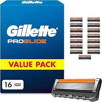 Gillette Proglide Mens Razor Blades 16 Original Replacement Blades Black Wet razor 2 x lubricating strips before and after the blades for incredible thoroughness and comfort