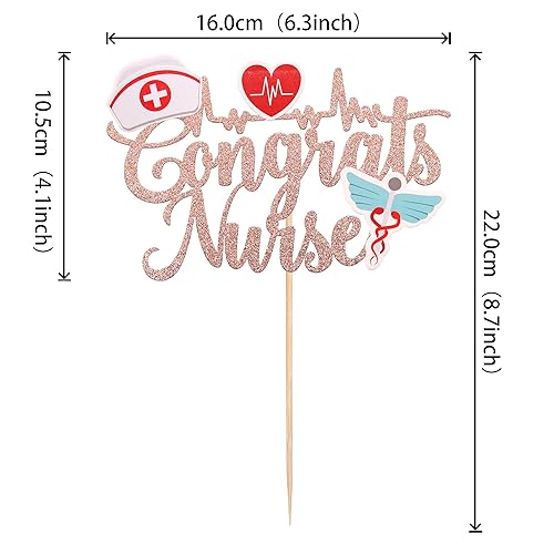 Miniatura 2 de 1 pieza de decoración de pastel de enfermería con purpurina para enfermera 2023, tapa de felicitaciones para pastel de graduación, decoración de