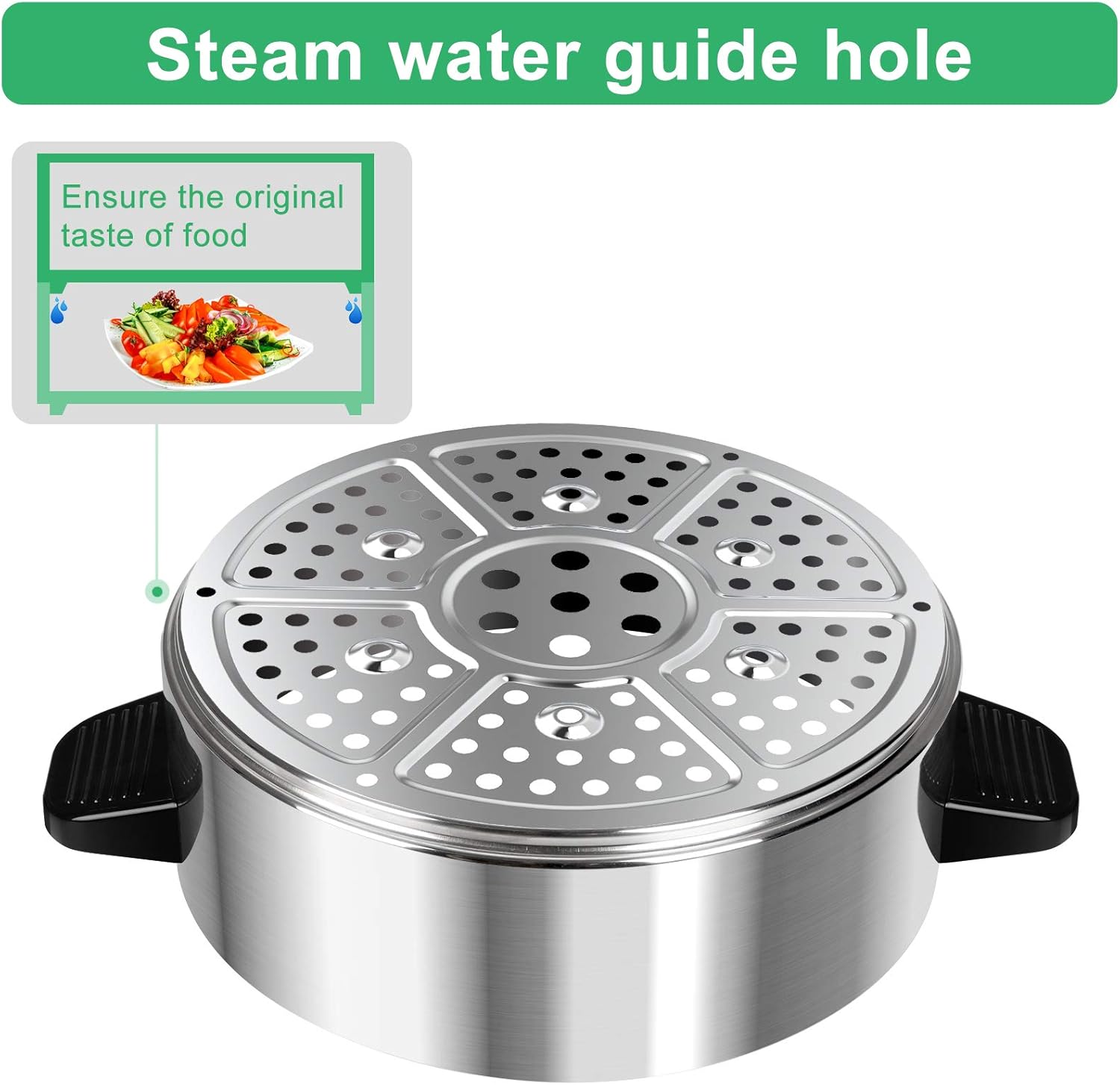 Secura Steamer Basket 304 Stainless Steel Food Steamer 1 Tier for 8.5 Quart Electric Food Steamer