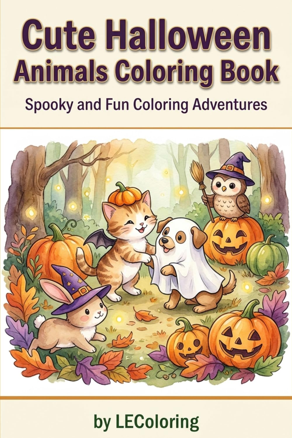 Cute Halloween Animals Coloring Book: Spooky and Fun Coloring Adventures