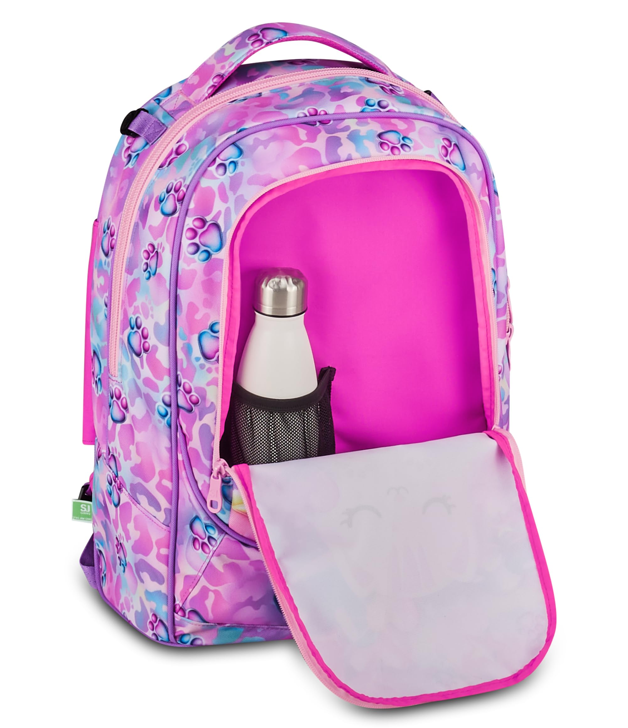 SJ GANG STYLE JAM GANG Trolley Jack 8 ruote GLOWCAT, Rosa, 34L, Scomponibile, Crossover System, 3 in 1, Spallacci a scomparsa, Tasca portaborraccia, Barra regolabile, Scuola elementare, Bambina