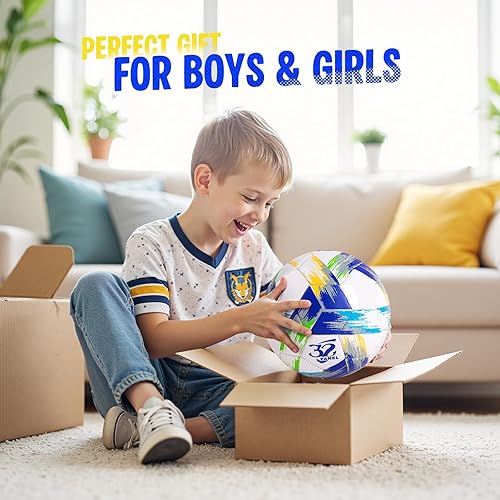 Miniatura 8 de Balón de fútbol tamaño 5 tamaño 4 con bomba desinflada, diseño multicolor vibrante, pelota de fútbol de Navidad de funcionamiento, pelota deportiva