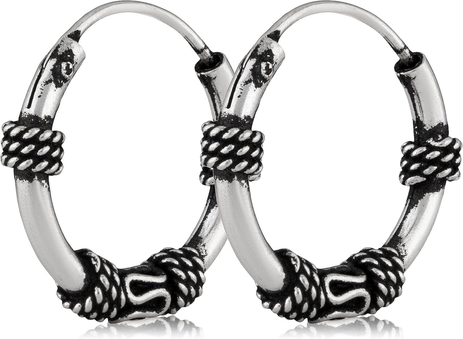 NKlaus PAAR 925 ARGENTO STERLINGO Orecchini a cerchio celtico Bali Asea con perle 12mm 7115