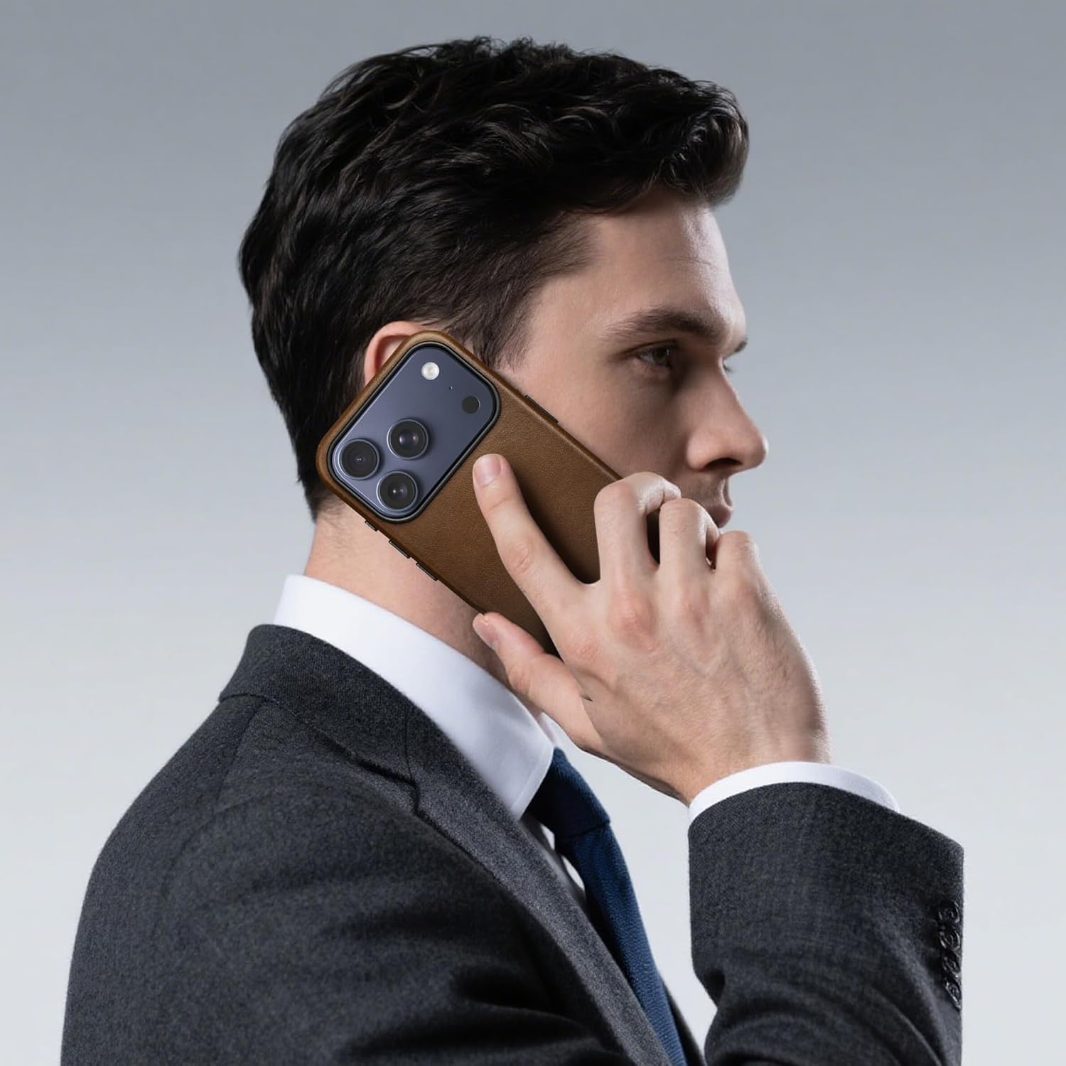 Genuine Leather Case for iPhone 17 Pro 6.3 inch, Oil Wax Full-Grain Leather, Compatible with MagSafe, Metal Buttons and Camera Bezel (Rustic Brown) - Image 7