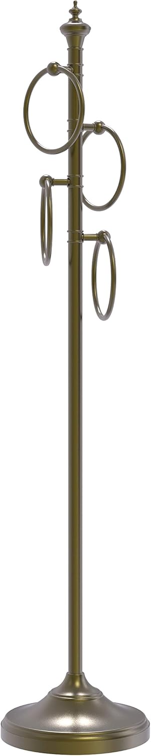 Allied Brass TS-D1-ABR Floor Standing 4 Towel Ring Stand, Antique Brass