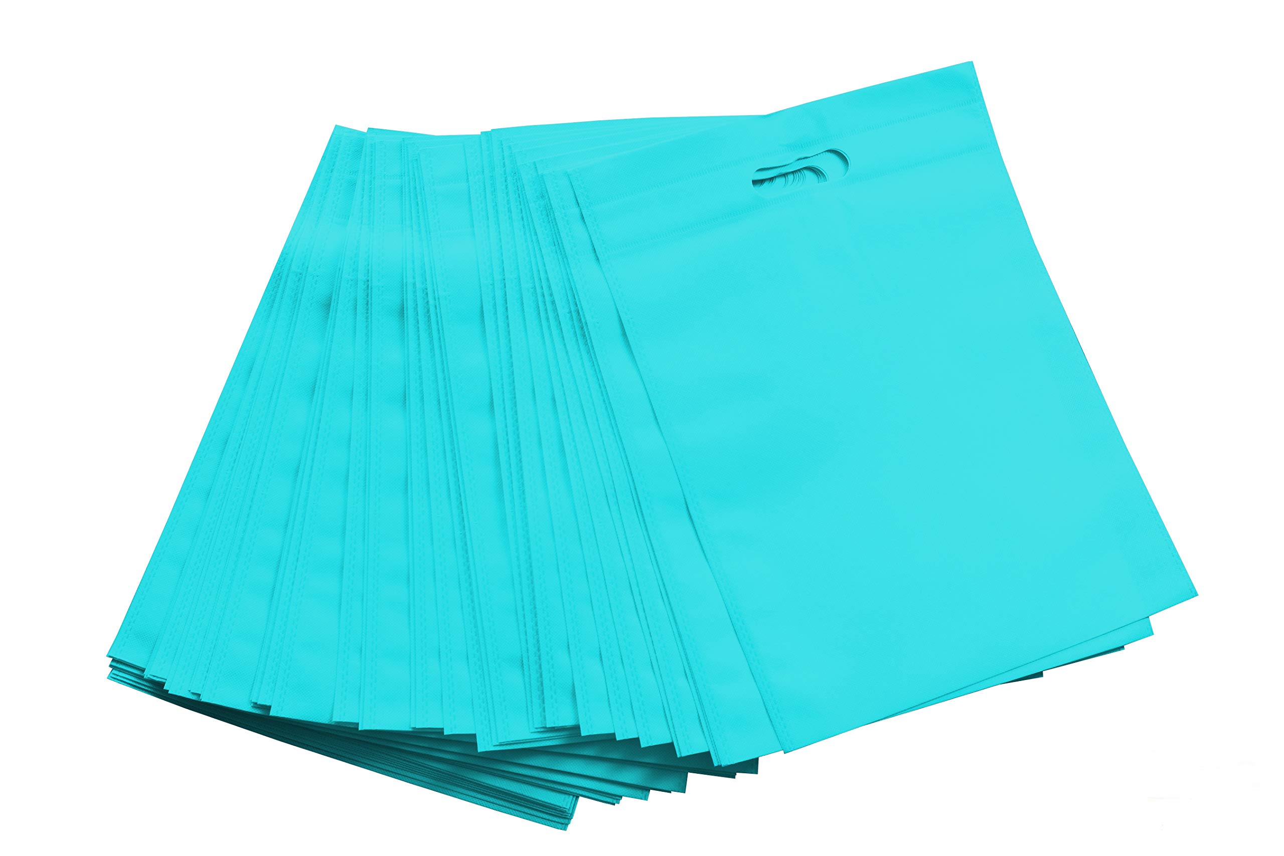 Krupa Enterprise 10x14 Inch Teal D-Cut Cloth Carry Pack of 50 | Eco Friendly Handle Shopping Bag | Reusable Gift Bag Daily Use | Lightweight Durable Grocery Tote | Business Retail Bulk