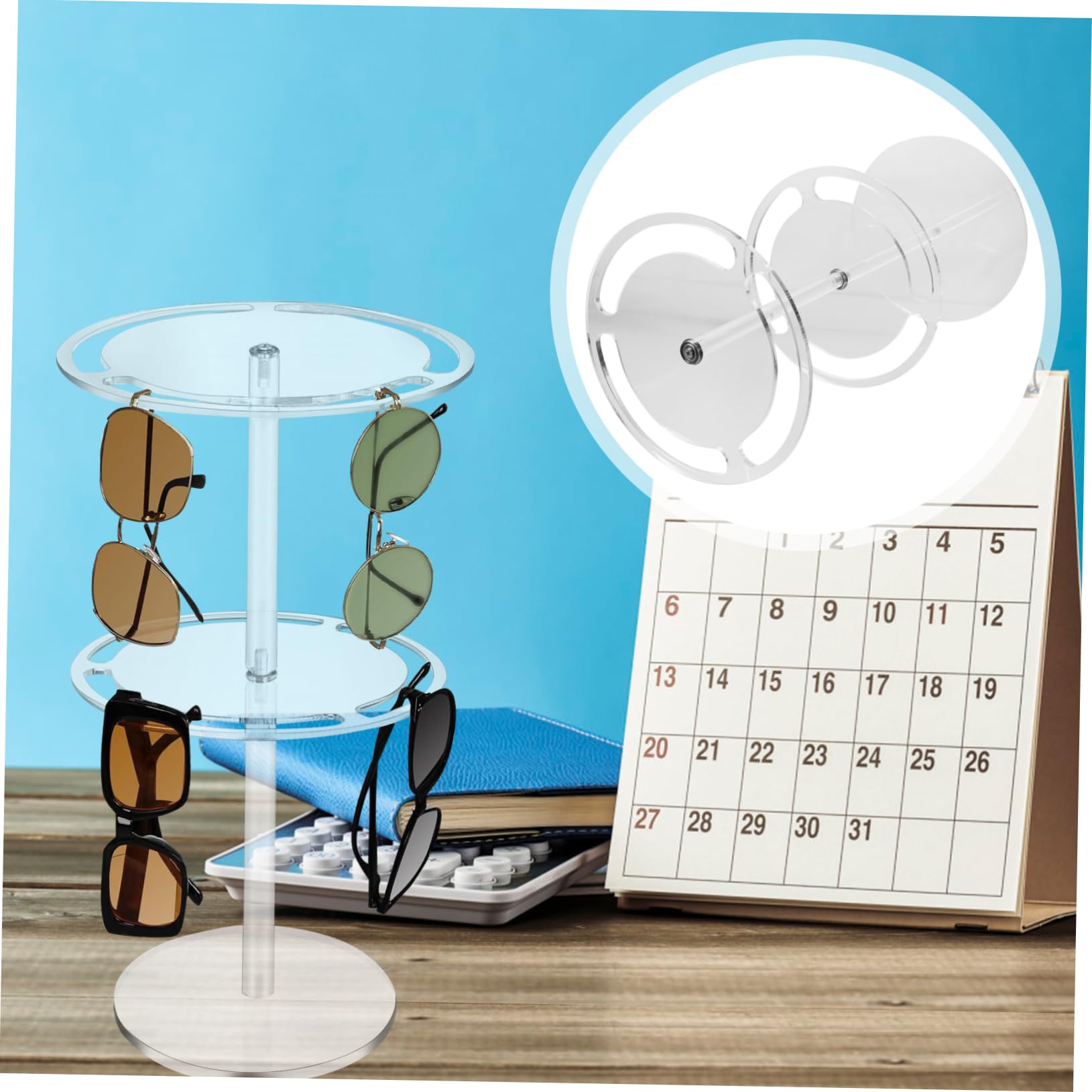 Espositore Acrilico per Occhiali da Sole 360° Rotante da Banco | Organizzatore Porta Occhiali da Sole, Supporti per Occhiali da Sole, Festa Estiva