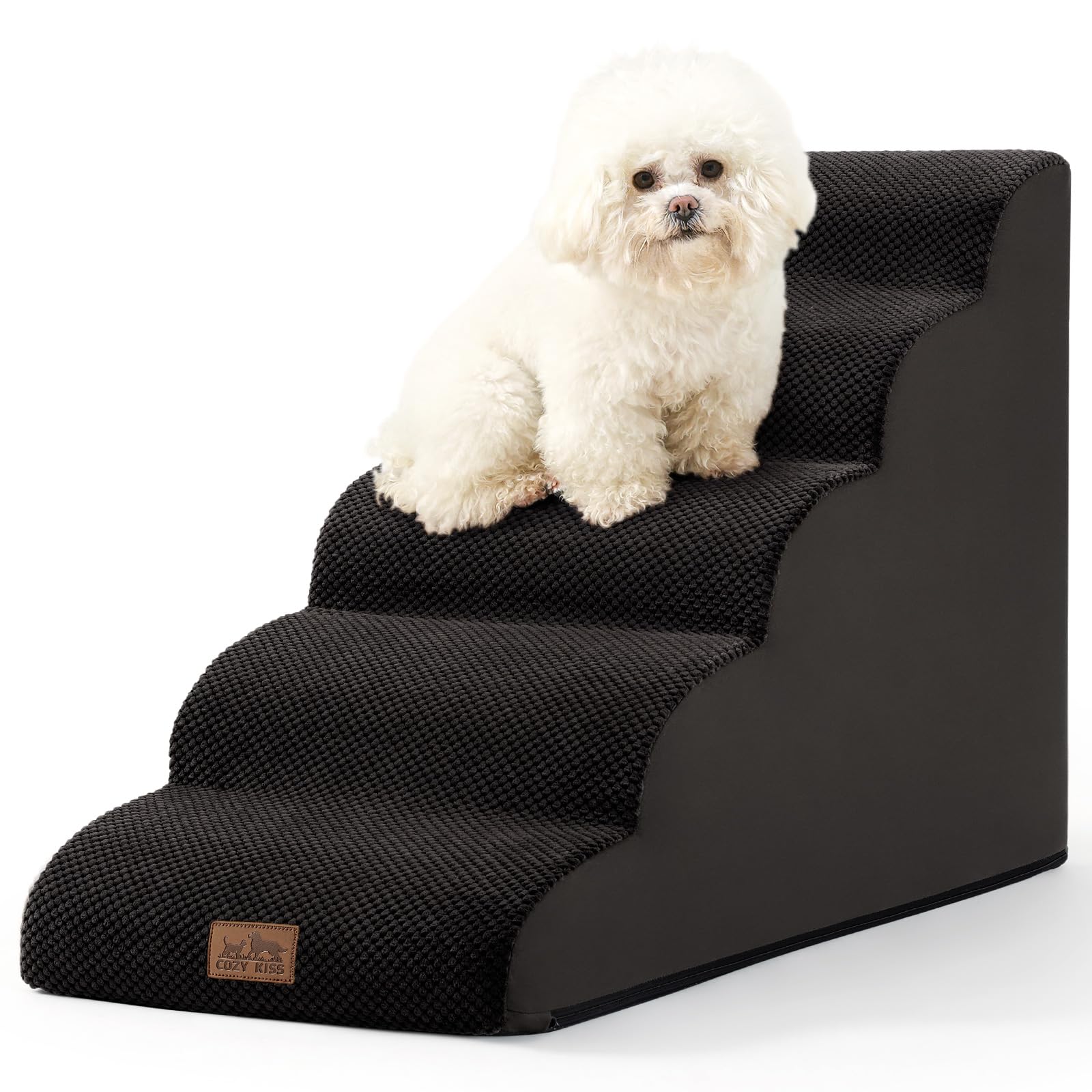 COZY KISS Wide Dog Stair for Small Dog 22.6" H, 5 Step Pet Ramp for Bed
