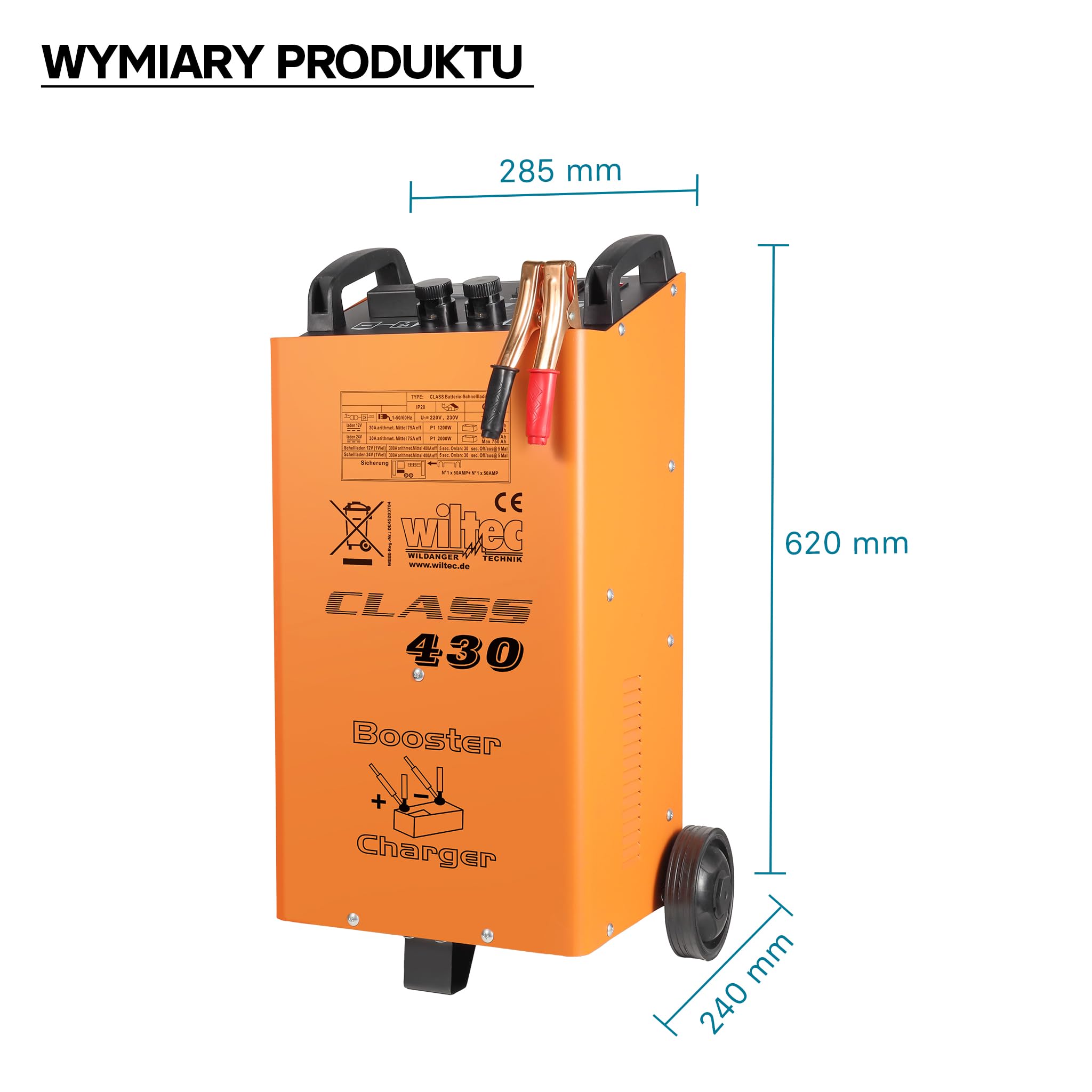 Wiltec Prostownik do akumulatora 12V 24V ładowarka baterii LKW motocykla samochodu Boost 430