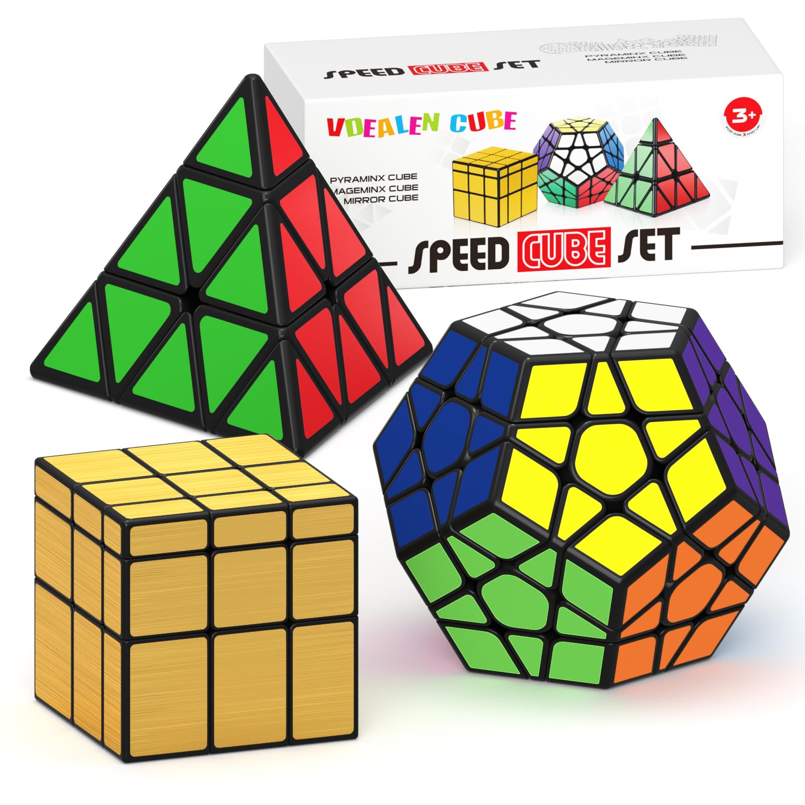 Vdealen Speed Cube Set, Magic Cube Pack of Mirror Pyramid Megaminx