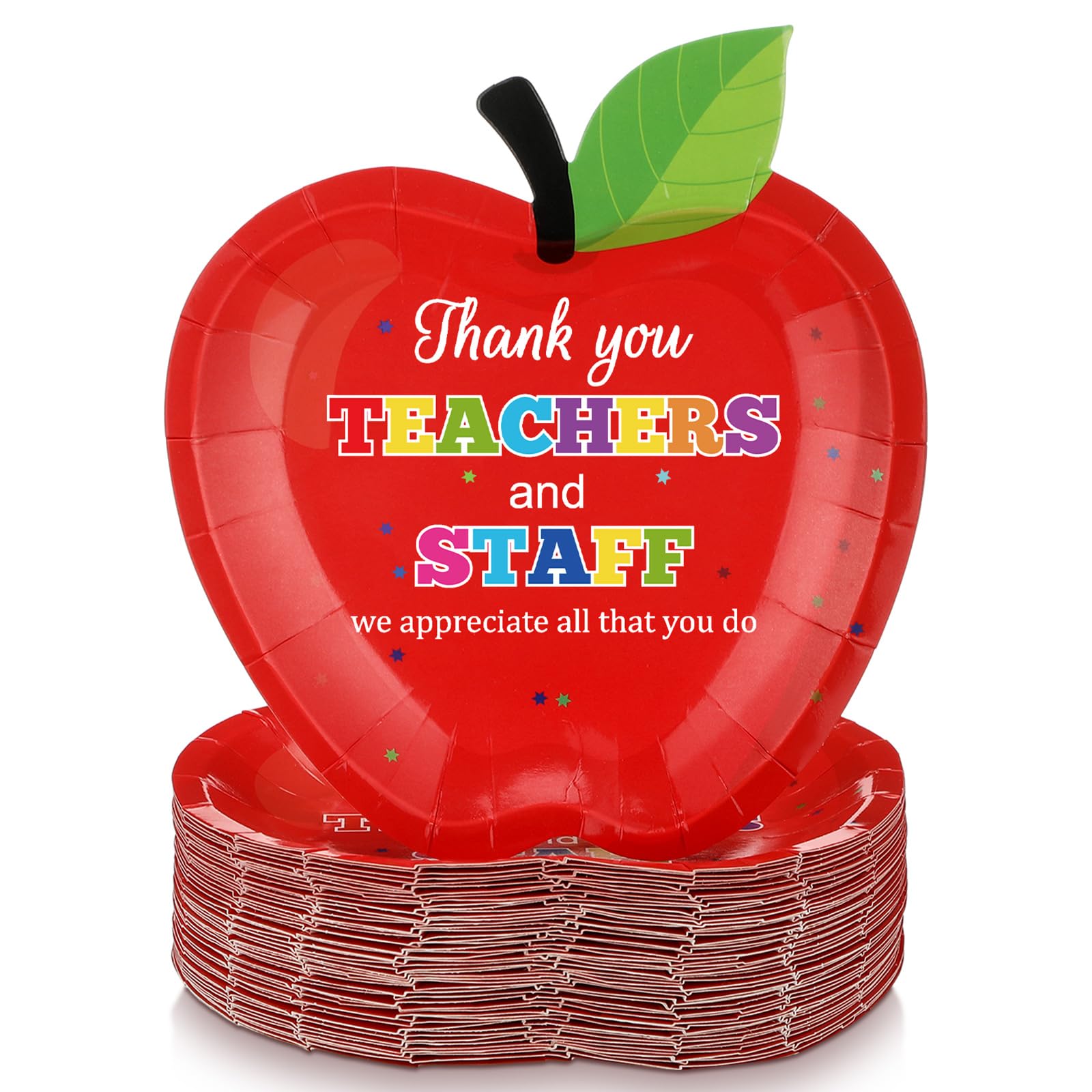 Yungyan 50 Pcs Graduation Teacher Appreciation Party Supplies Red Apple Paper Plates Gift Thank You School Staff Plates Apple Shape Disposable