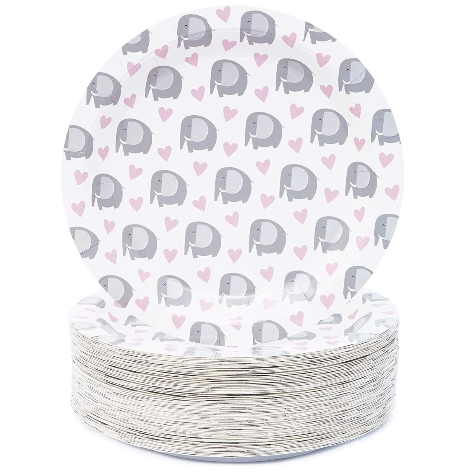 Assiettes en papier éléphant baby shower vaisselle jetable anniversaire lot 80