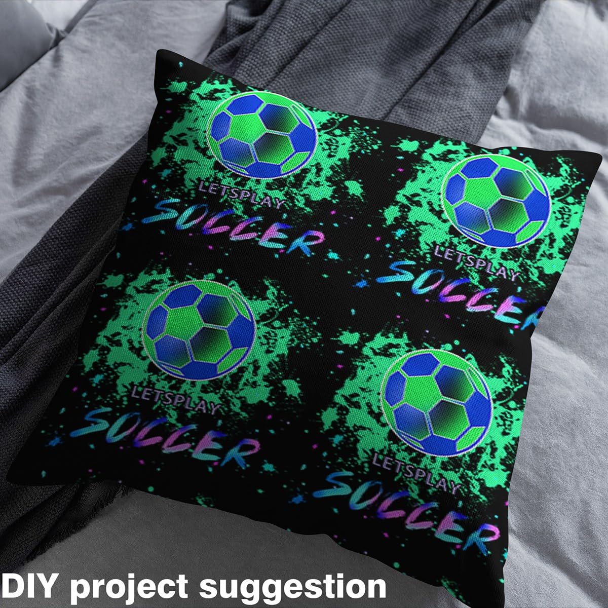 Homemissing Tessuto a tema calcio al metro, 460 x 150 cm, impermeabile, per esterni, per giochi di videogiochi, sport, tappezzeria, per sedie, verde, blu, tie-dye, Galaxy, tappezzeria fai da te