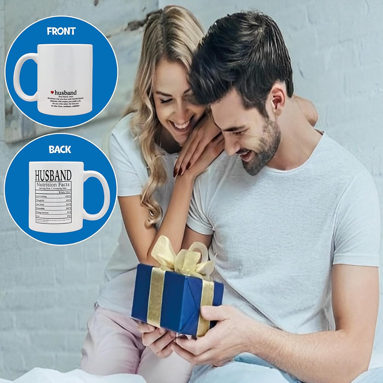 ZomefinKiu Husband Coffee Mug 11 Ounce Ceramic, Husband Pocket Hug Token, To My Husband Gift from Wife, Husband Nutrition Facts Mug, Gift for Husband Birthday Wedding Anniversary Christmas - Image 7