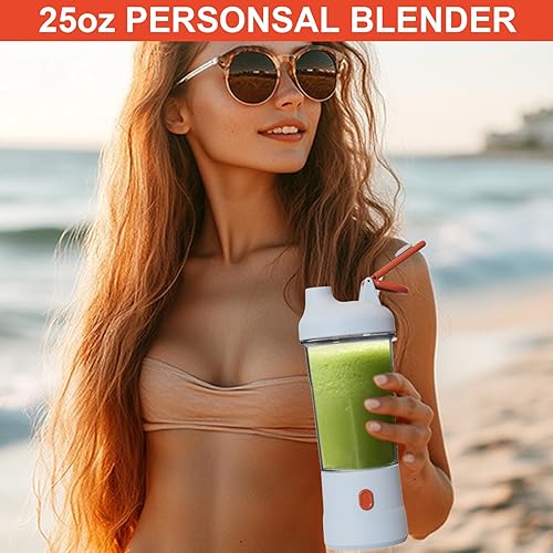 Miniatura 4 de Licuadora portátil, licuadora personal para batidos y batidos, inalámbrica, con 6 cuchillas, licuadoras de viaje recargables USB C, mezclador de
