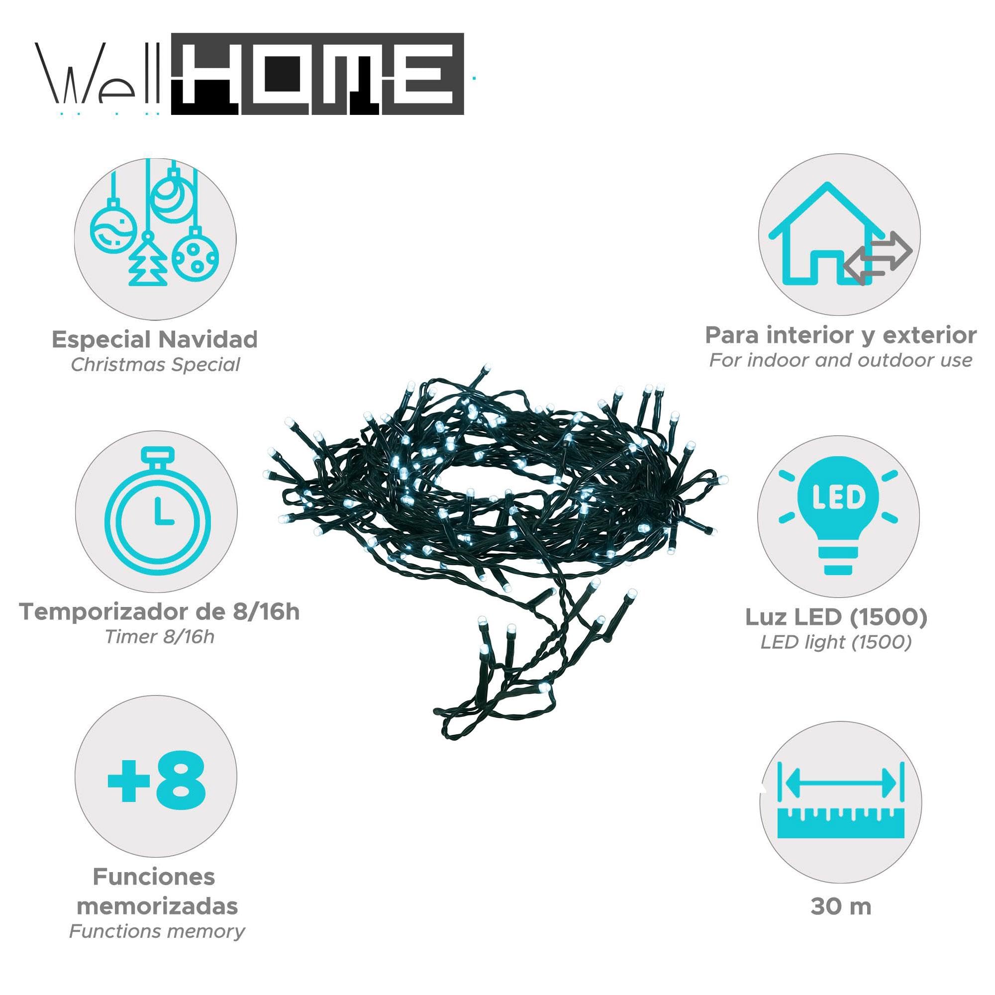 Well Home Girlanda oświetlenie bożonarodzeniowe z 1500 diodami LED biały - 30 metrów