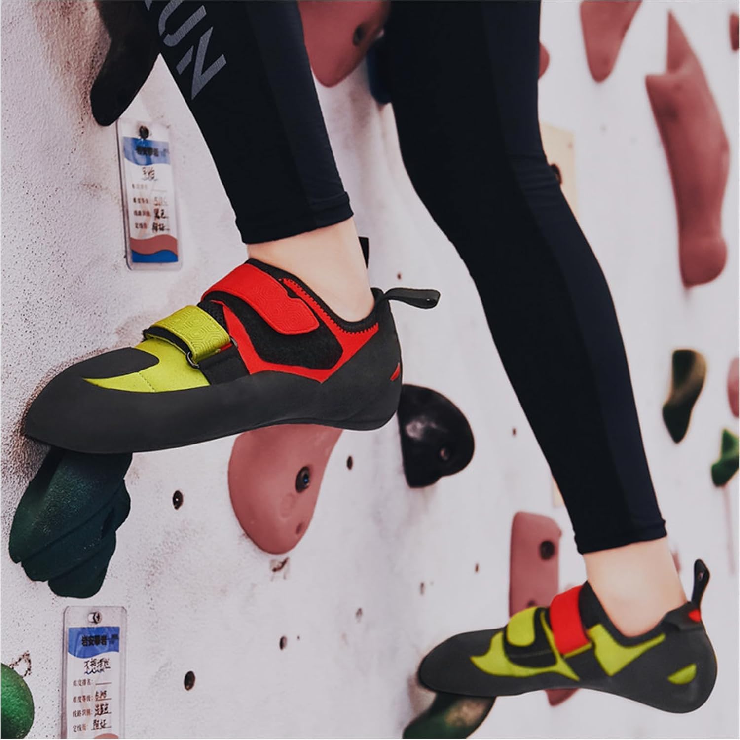DAMANDO Rock Climbing Shoes for Men, Bouldering Sport Shoes Beginners Low-Volume Fit Climbing Sneakers,Red,9.5