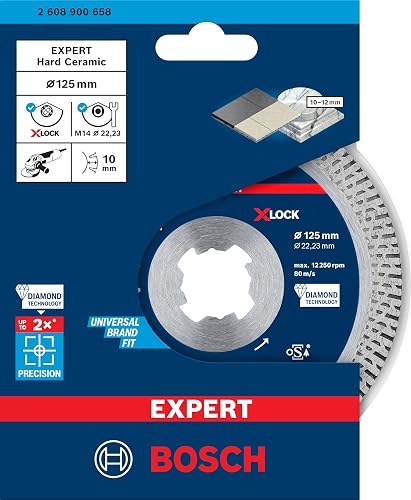 Bosch 1x Expert HardCeramic X-LOCK Diamanttrennscheiben (für Harte Fliesen, Harter Stein, Ø 125 mm, Professional Zubehör Kleiner Winkelschleifer) - 2