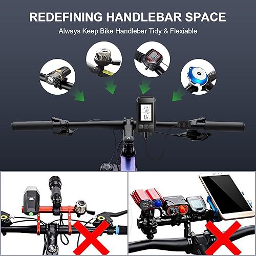 Miniatura 5 de Hrusitoo Juegos de luces delanteras y traseras para bicicleta con pantalla LCD velocímetro y bocina recargable por USB con faro y luz trasera