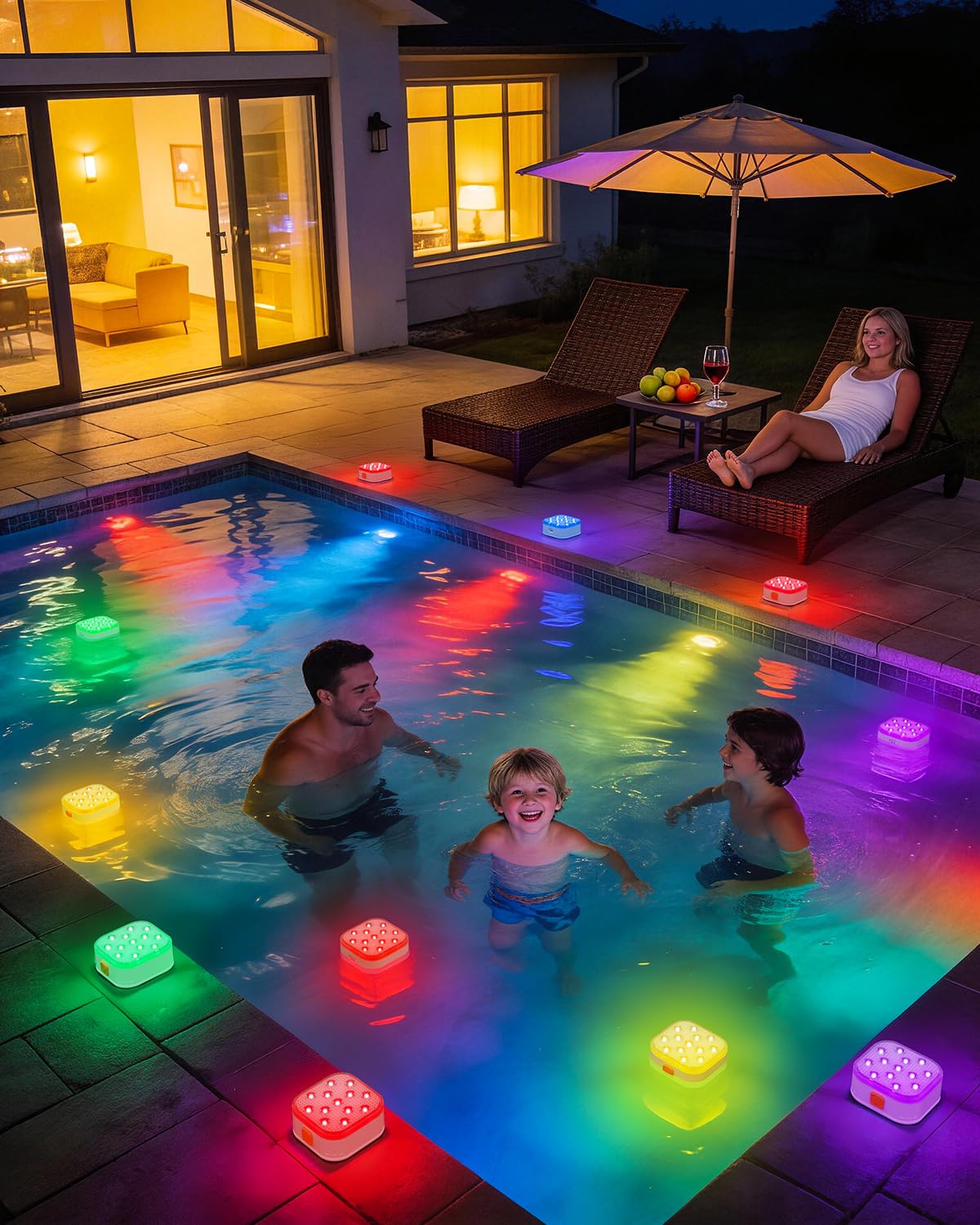 SoulBay - Luces de piscina subacuáticas, 2 piezas de luces magnéticas recargables para bañera de hidromasaje con control remoto, 16 colores y 6 modos dinámicos RGB, accesorios de spa LED impermeables