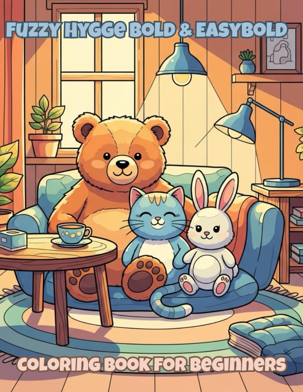 Fuzzy Hygge Bold & Easy Coloring Book for Beginners: Simple Cozy Scenes with Thick Lines