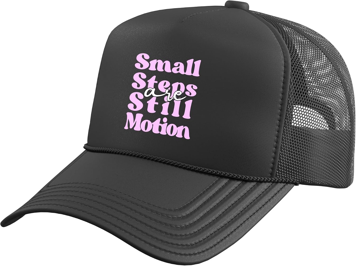Mens Women Light Pink Still Motion Pink Graphic Trucker Hat with Adjustable Mesh Back