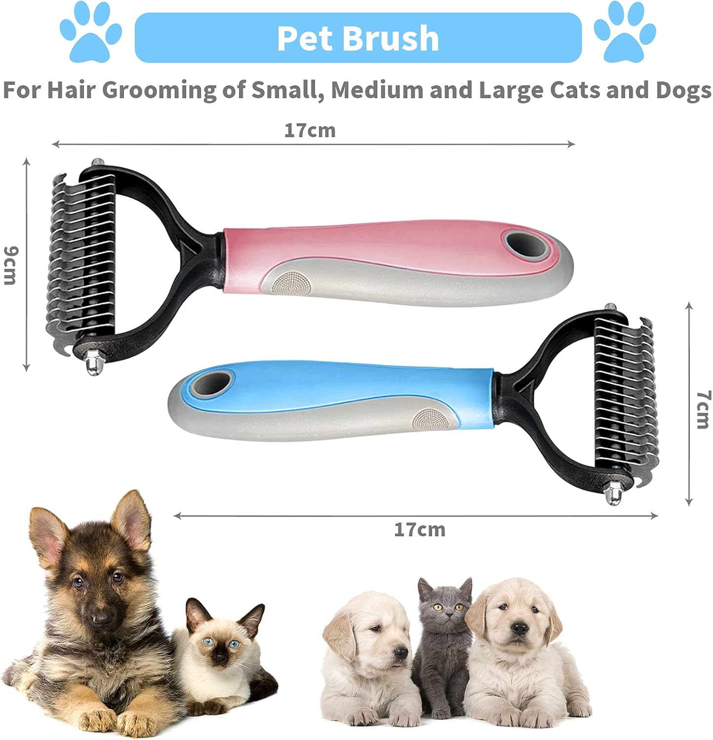 2 Pieces Dematting Comb for Dog and Cat,Grooming Dematting Rakes Tool