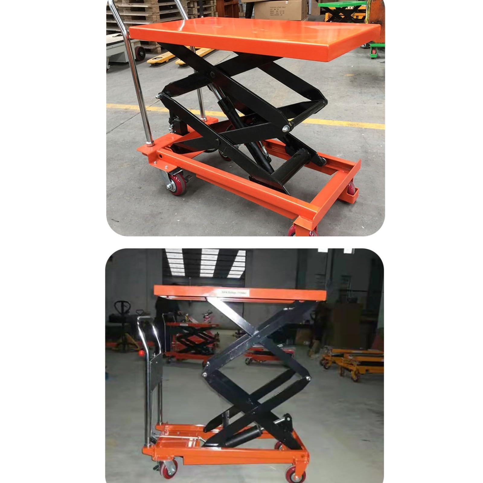 Hydraulischer Hubtischwagen mit Hubhöhe, Doppelscheren-Gabelhubwagen for Materialtransport und Transport(150kg)