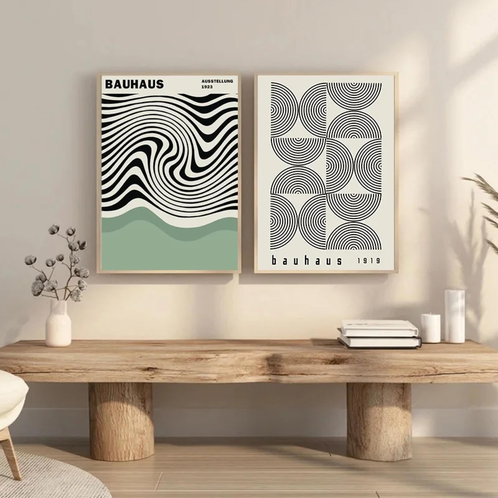 Poster Tela Bauhaus Astratta 50x70 Cm - Quadro Moderno Minimalista Per Arredo Casa E Ufficio (Senza Cornice)