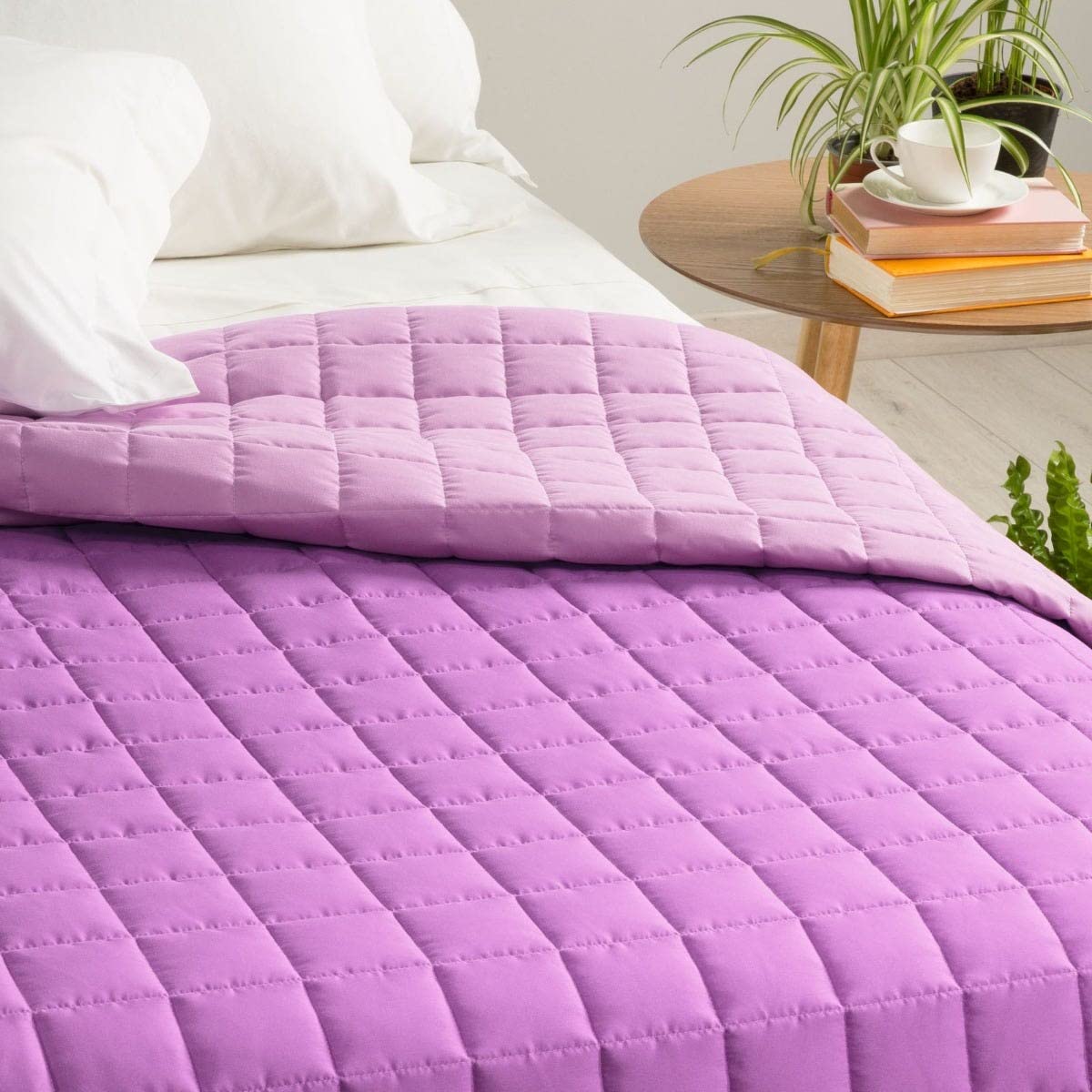 Copriletto Caleffi Cotone Bikolor Orchidea - Lenzuola Per Letto Piazza E Mezza Ipoallergenico - Foto 2