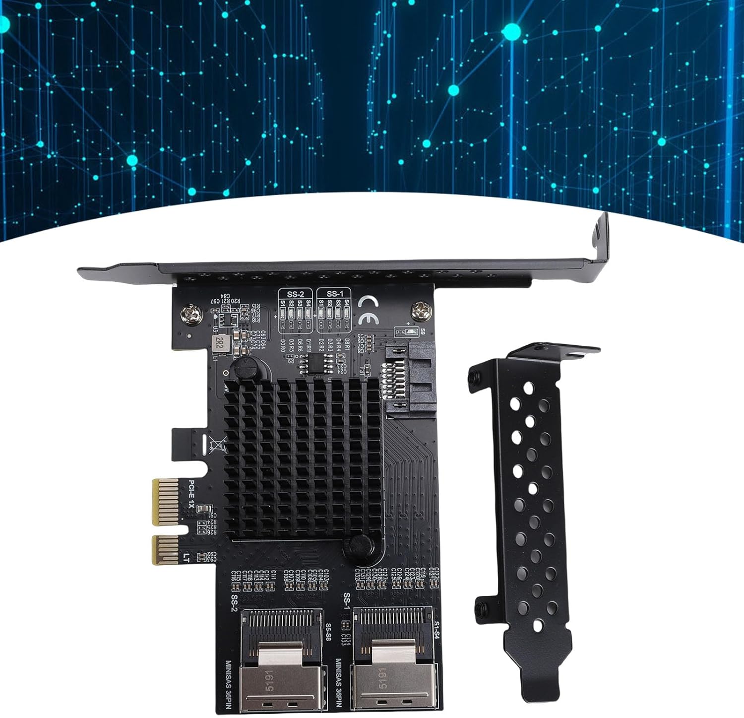 Zopsc PCIe to Serial ATA Adapter, 2 Port SFF8087 to 9 Ports Expansion Card with RTL9101 Chip for NAS Desktop Server, Support