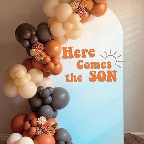 Letrero de calcomanía para fiesta de baby shower con texto en inglés «Here Comes The Son» (Here Comes The Son)