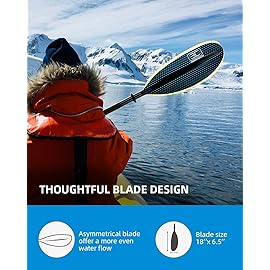 OCEANBROAD Kayak Paddle 86in/218cm Alloy Shaft Kayaking Boating Canoeing Oar with Paddle Leash 1 Paddle, HexaGradient Black