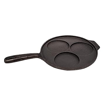 Aarogyam Pre-Seasoned Cast Iron Uttapam Tawa, 3 Pit, 9 inch, 1.73 kg, Induction Friendly, Naturally Nonstick, 100% Pure & Toxin-Free, No Chemical Coating