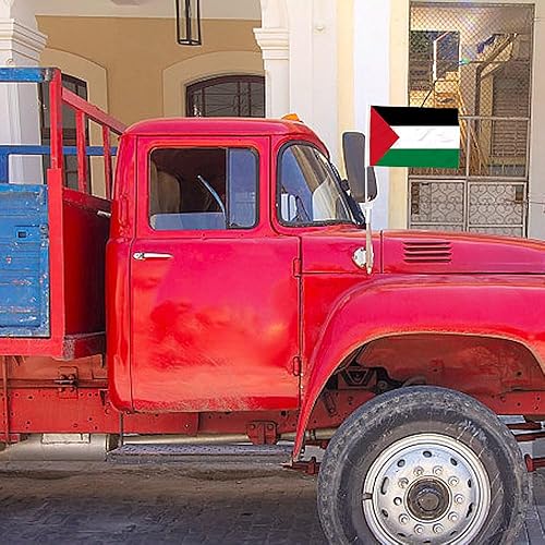 Miniatura 7 de Paquete de 2 banderas de Palestina para automóvil, bandera palestina para ventana de automóvil con bandera de Palestina y mástil de bandera de